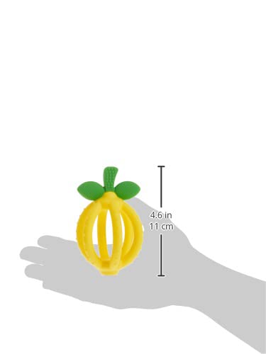Itzy Ritzy Teething Ball & Training Toothbrush - Silicone, BPA-Free Bitzy Biter Lemon-Shaped Teething Toy Features Multiple Textures to Soothe Gums & an Easy-to-Hold Design (Lemon)