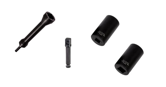 Nut Runner Impact Socket and Penta Socket Bundle - Impact Adapters Included - Nut Runner Socket and Two 5-Point Utility Sockets - 3/8" Drive 13/16" and 1/2" Drive 13/16"