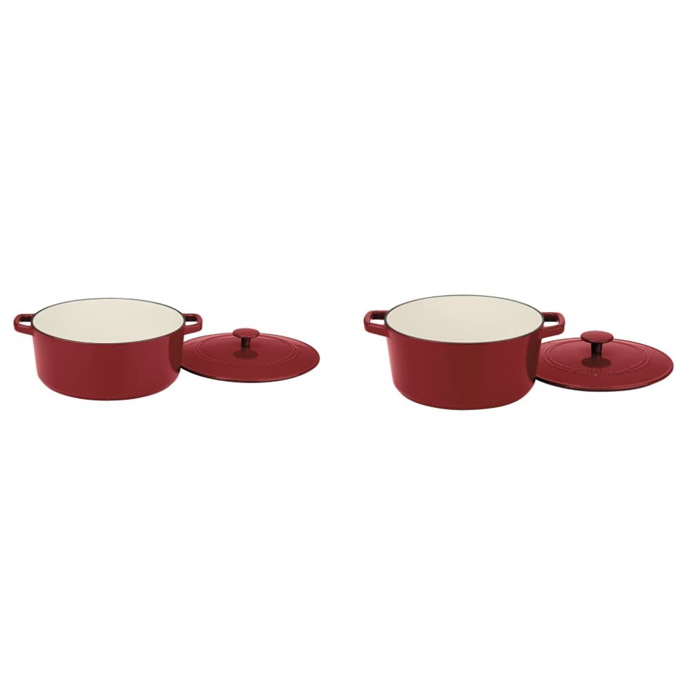 Cuisinart Chef's Classic Enameled Cast Iron Casserole Set (7-Quart, 5-Quart), Cardinal Red