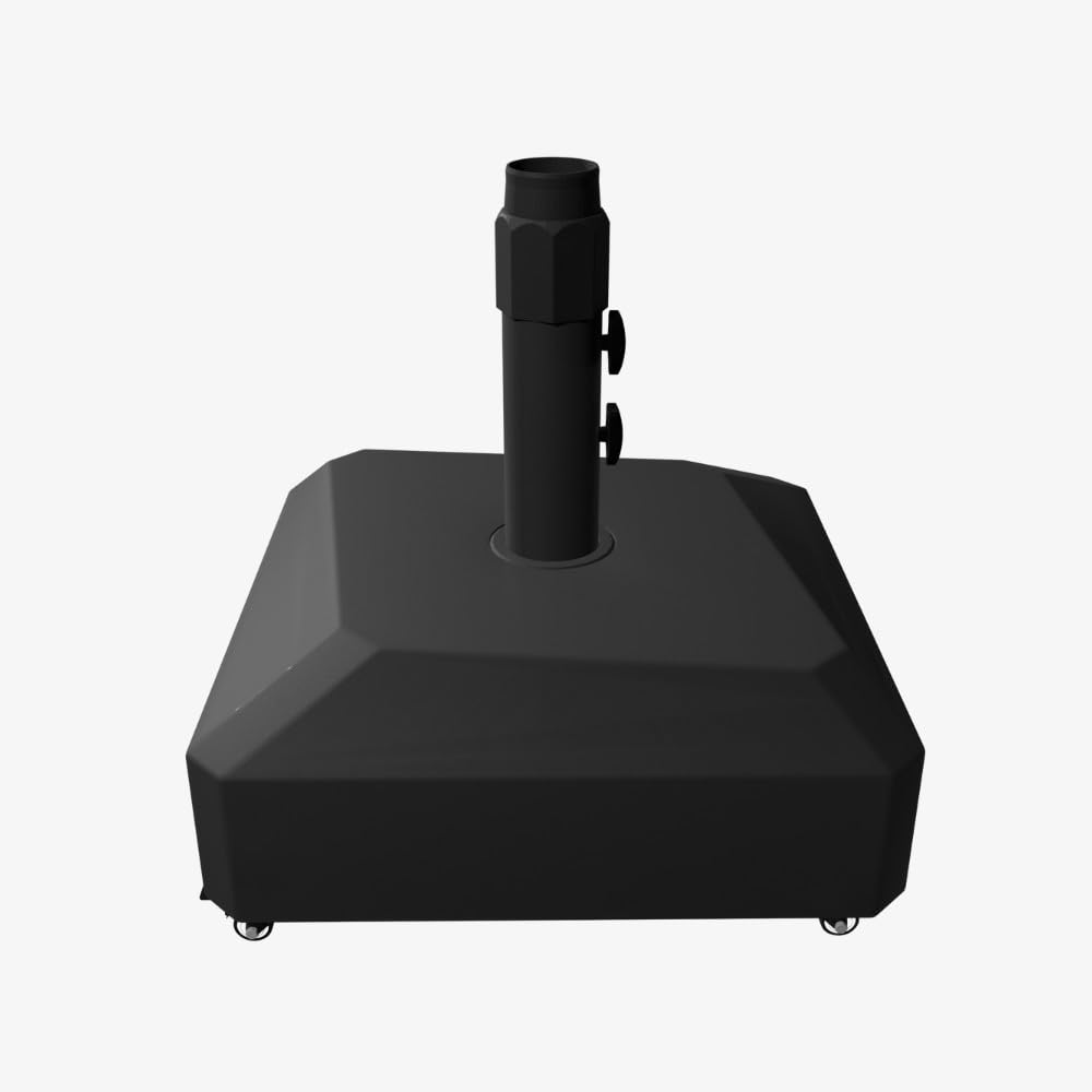 Patio Kingdom Patio Umbrella Base with Wheels, 123 lb Fillable Stand with Locking Casters, Mobile HDPE Umbrella Holder for 6-12FT Umbrellas, Wind Resistant Design for Deck, Poolside, Backyard (Black)