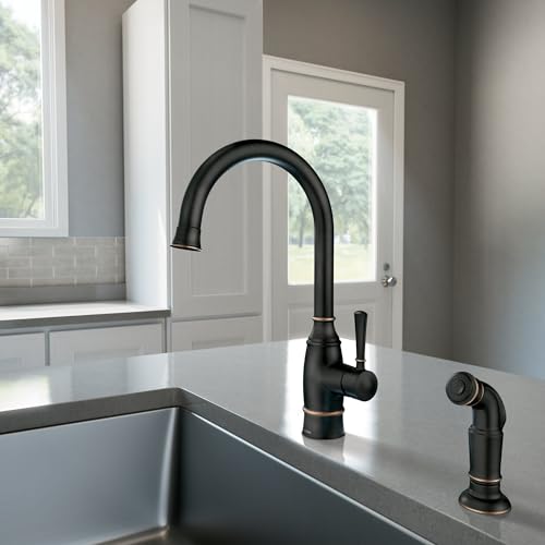 Moen Noell Mediterranean Bronze Single-Handle Kitchen Faucet with Side Sprayer, 87506BRB