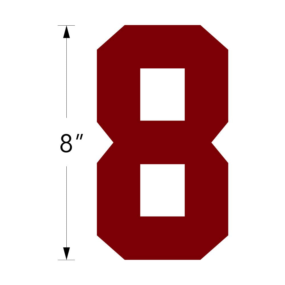 Numbers Kit(0-9),8" Tall for Sports T-Shirt Jersey Football Baseball,Iron On, Heat Transfer, Team,t-Shirt(Style A) (Maroon)