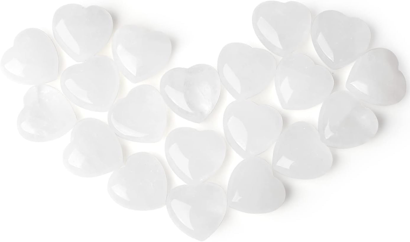 10 PCS Heart Clear Crystal Thicken Love Hearts Shaped Healing Crystals Natural Stones Palm Real Gemstones Set Reiki Energy Balancing Carved Palm Worry Stone Meditation Bulk Love Gift