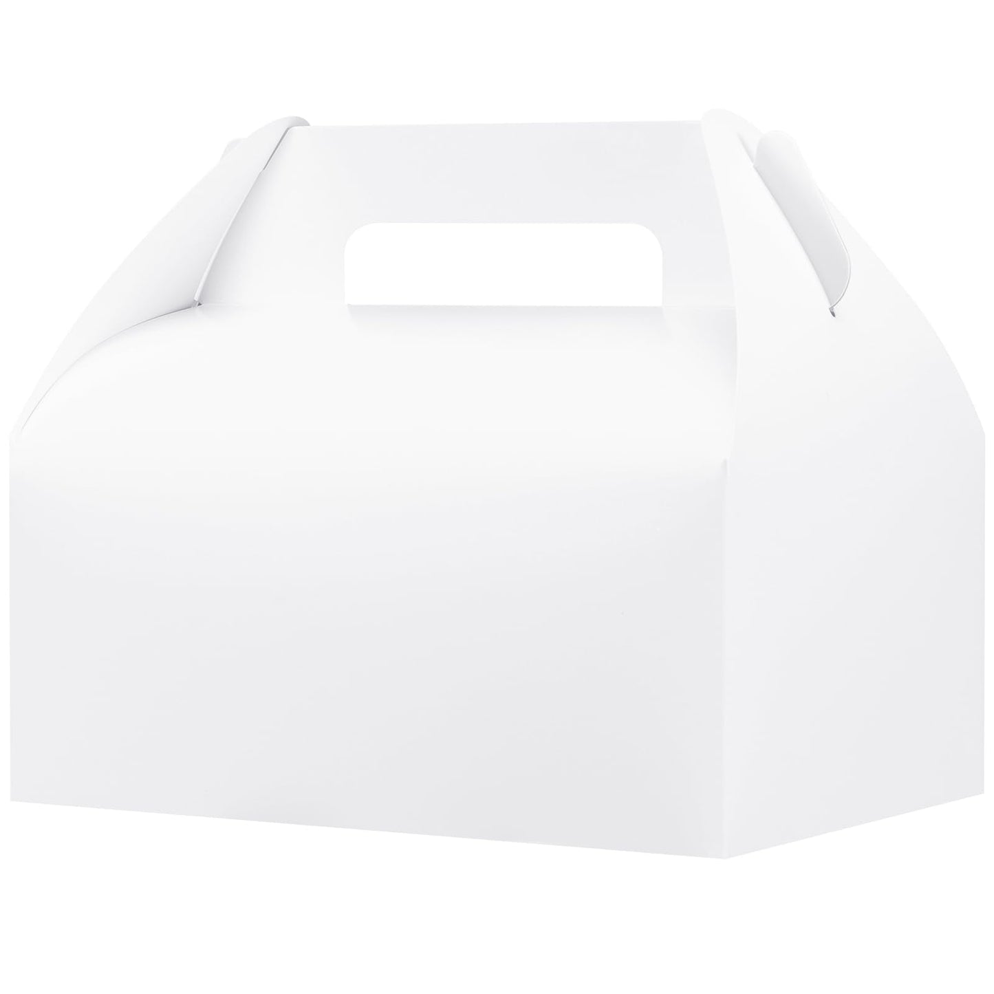 UnicoPak 30 Pack 9x6x6 Gable Boxes, Large White Treat Boxes with Handles, Cardboard Gift Boxes for Party Favors, Lunch, Bakery, Cookies, Picnic, To-Go Food, DIY Gift Packaging