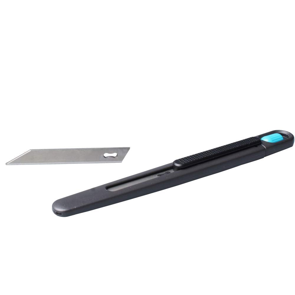 Precision Pen Knife Safety Box Cutter - Self Retractable, Slim, Adjustable blade length with Turning Knob - Perfect for Trimming, Crafts, Packages and PCB Board Work, Ideal for Cast Vinyl Company