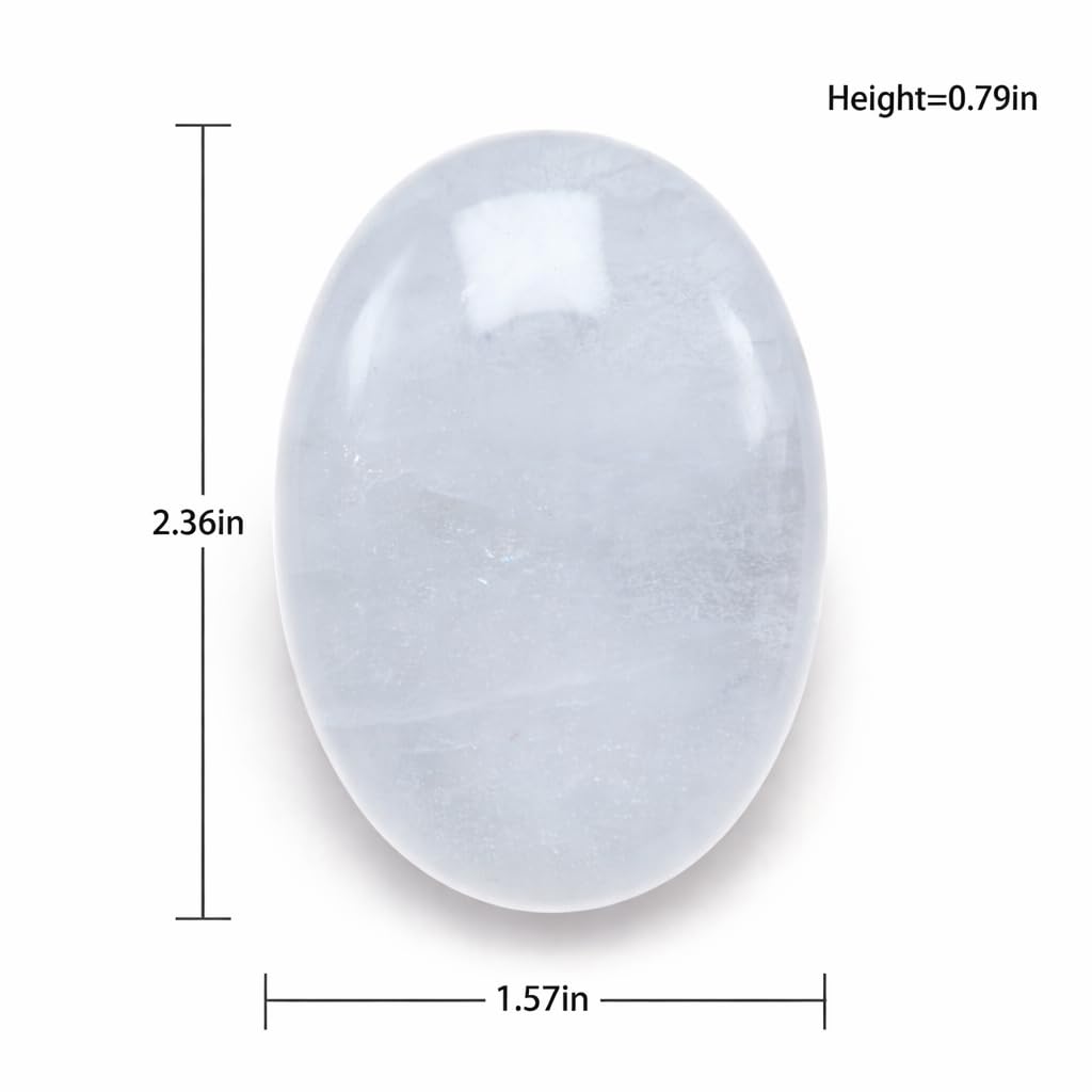 BEAUSIOO Healing Crystals for Meditation & Stress Relief, 2.4" Quartz Palm Stone for Anxiety Relief, Polished Pocket Stone with Gift Box