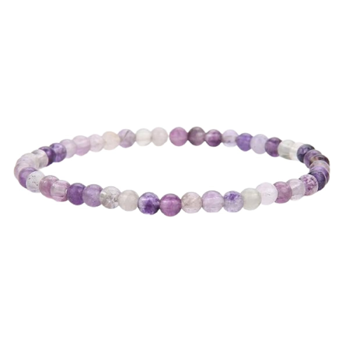 Handmade 4mm Tiny Beads Bracelet – Natural Healing Stone Beads for Yoga, Mala, and Bohemian Stacking – Stretch Bracelet for Men and Women (Purple Fluorite)