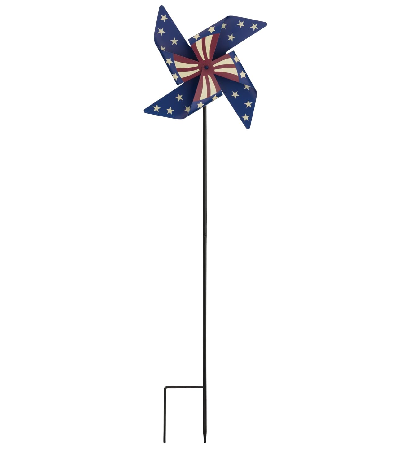 Regal Art & Gift Americana Pinwheel Spinner Stake, Patriotic Metal Wind Sculpture, Weather-Resistant Decorative Kinetic Yard Art for Outdoor Garden and Lawn – Star