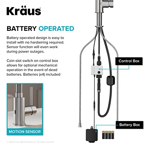 KRAUS Bolden Touchless Sensor Commercial Style 2-Function Single Handle Pull Down Kitchen Faucet in Brushed Brass/Matte Black, KSF-1610BBMB