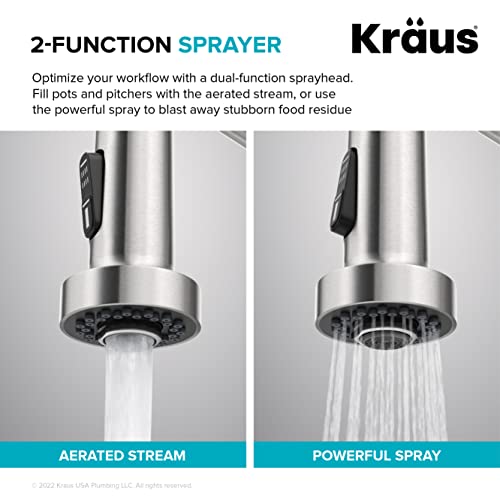 KRAUS Bolden Touchless Sensor Commercial Style 2-Function Single Handle Pull Down Kitchen Faucet in Brushed Brass/Matte Black, KSF-1610BBMB