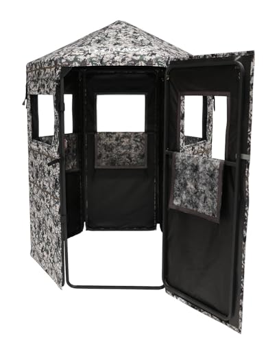 Hawk Down & Out Scout Hunting Durable 74'' Height No-Tool Assembly Camo Concealing Ground Panel Blind with Silent Magnetic Closures & Multiple Windows