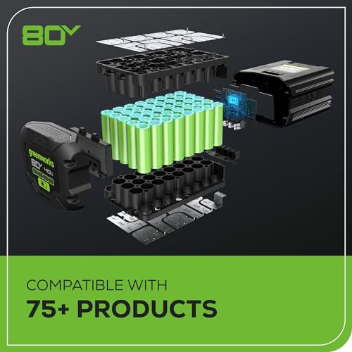 Greenworks 80V 21” Brushless (Self-Propelled) Cordless Electric Lawn Mower + (580 CFM) Axial Leaf Blower (75+ Compatible Tools), 4.0Ah Battery and 60 Minute Rapid Charger, Green and Black