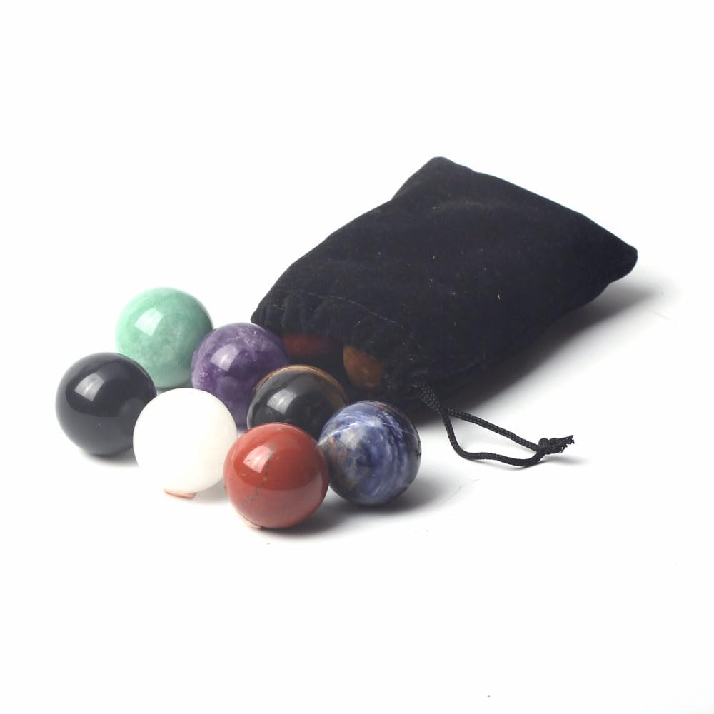 IYARIH 30mm sphere7pcs 1.2inch Sphere Natural 7 Chakra Set - Seven Chakra Set -Natural30mm Mini Crystal Sphere - Seven Chakra Gemstone(7pcs)