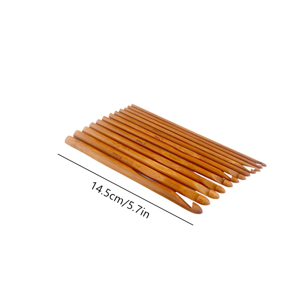 Natural Wooden Yarn Bowl with 12Pcs Crochet Hooks, Wood Thread Bowl Set for Knitters, Large Yarn Holder Storage Dispenser for Knitting DIY Crafts Tools Mother's Day Gift (Brown)