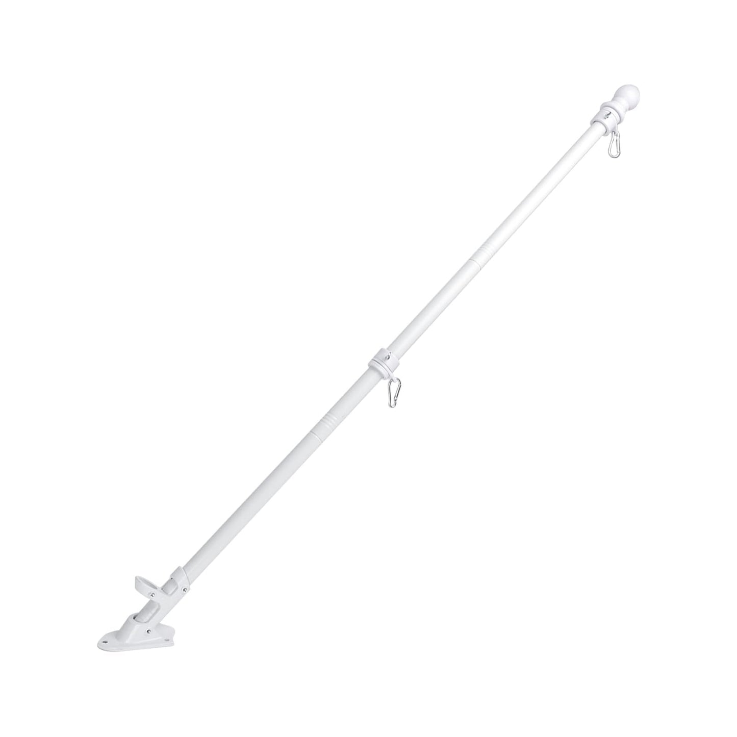 Hoffen 6FT Flag Pole Kits for Outside House with Upgraded Bracket, Stainless Steel Wall Mount Tangle FlagPole Without America Flags for Residential or Commercial (White)
