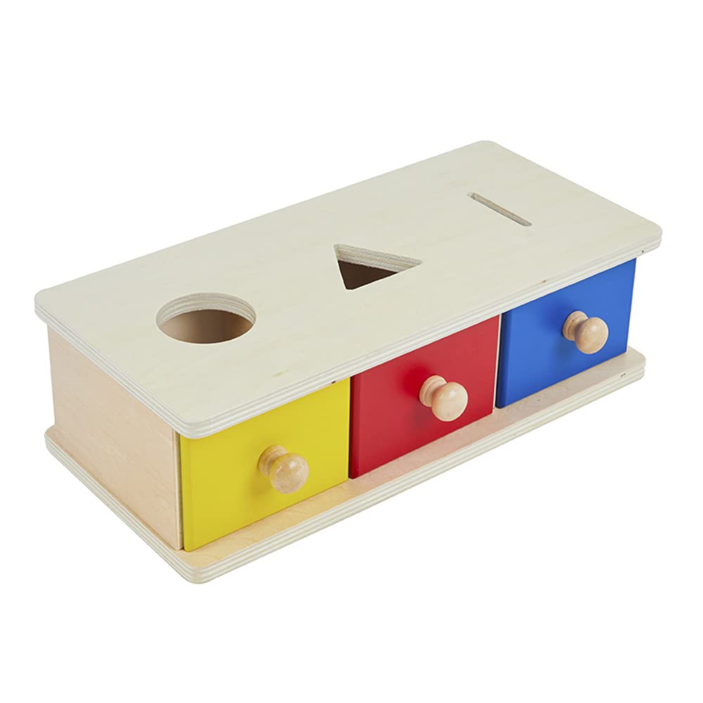 Kghios Montessori Box w/Bins Coin Object Permanence with Drawer 4 in 1 Montessori Infant Toys for Toddlers Materials for 6-12 Month Babies Infant 1-2 Year Toddlers Toys