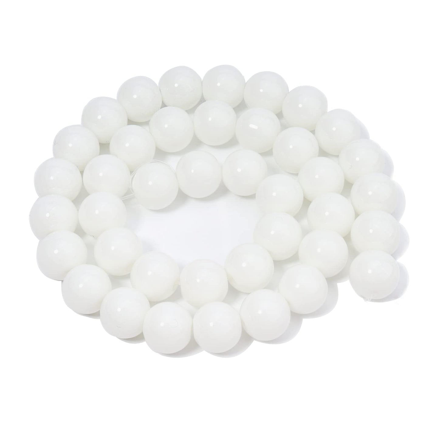 35pcs 10mm Natural Stone Beads White Jade Tridacna Beads Energy Crystal Healing Power Gemstone for Jewelry Making, DIY Bracelet Necklace