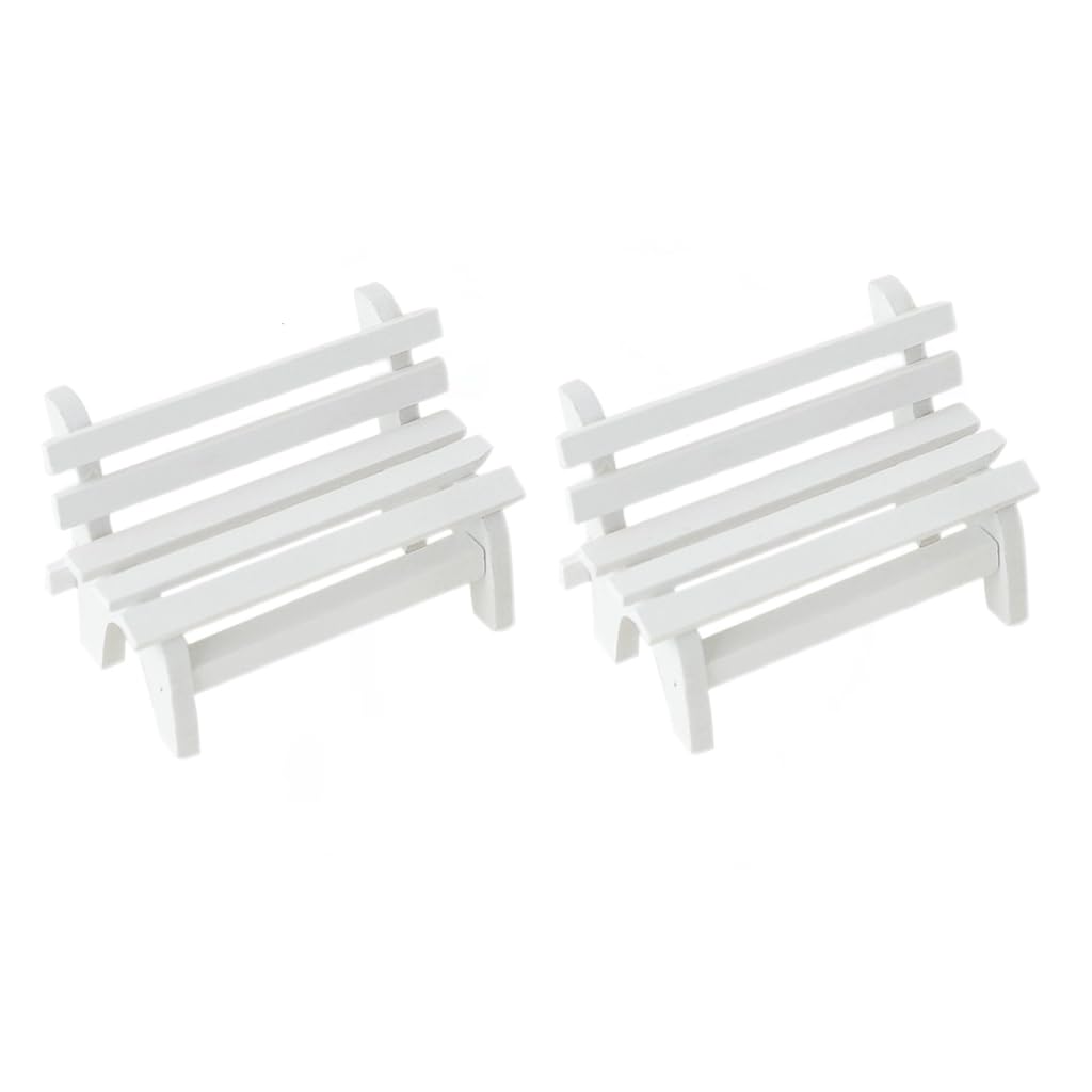 Leadigol 2 PCS Miniature Wooden Bench, Mini Furniture Bench Chair Figurines Miniature Landscape Ornament Art DIY Craft Ornament for Photobooth Props Home Decor