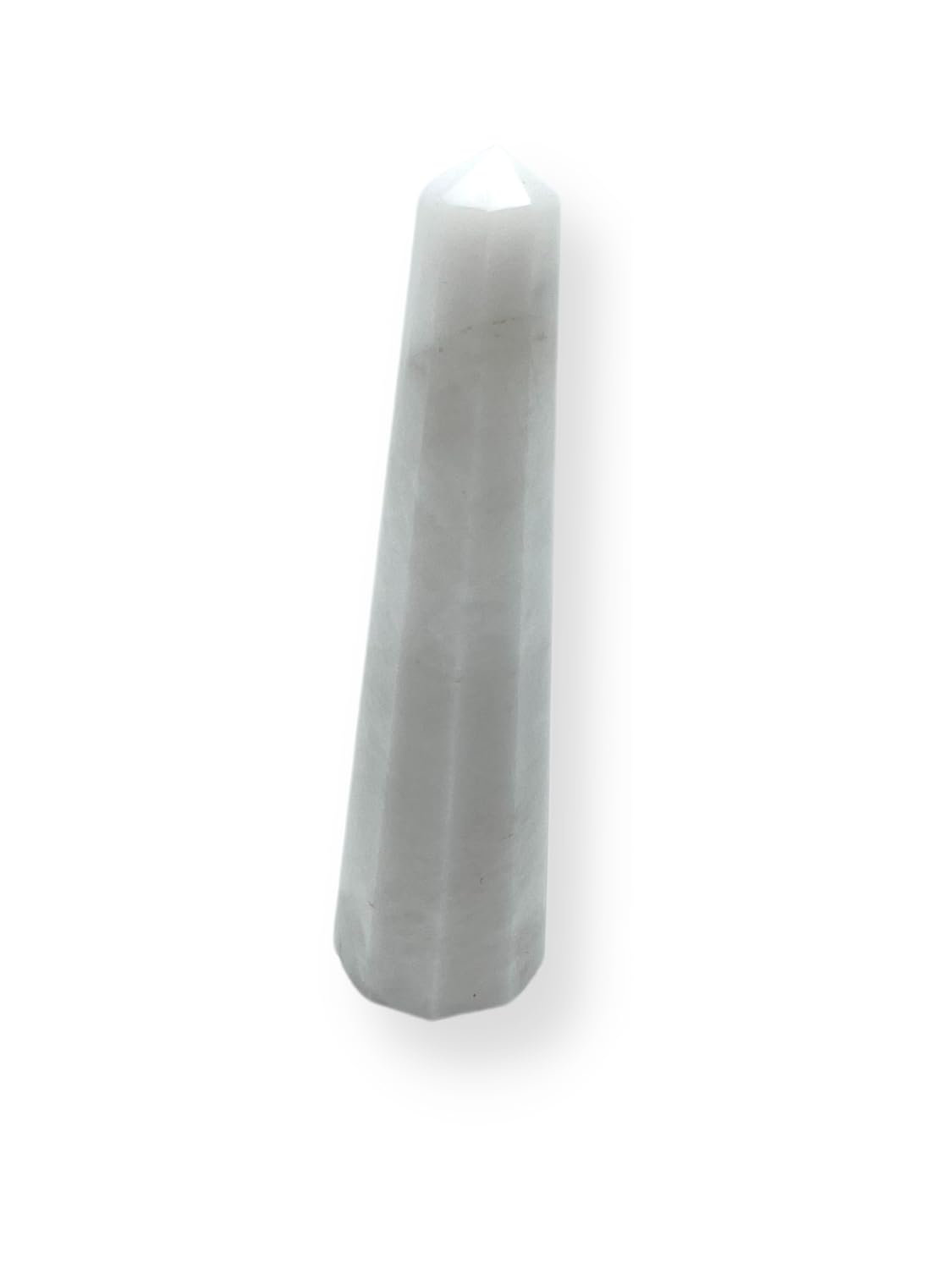 WholesaleGemShop 3 Inch (70 mm) Gemstones Snow Quartz Obelisk Tower Jumbo Facet Aura Rock Crystal Natural Polished Earth Wand Spirit
