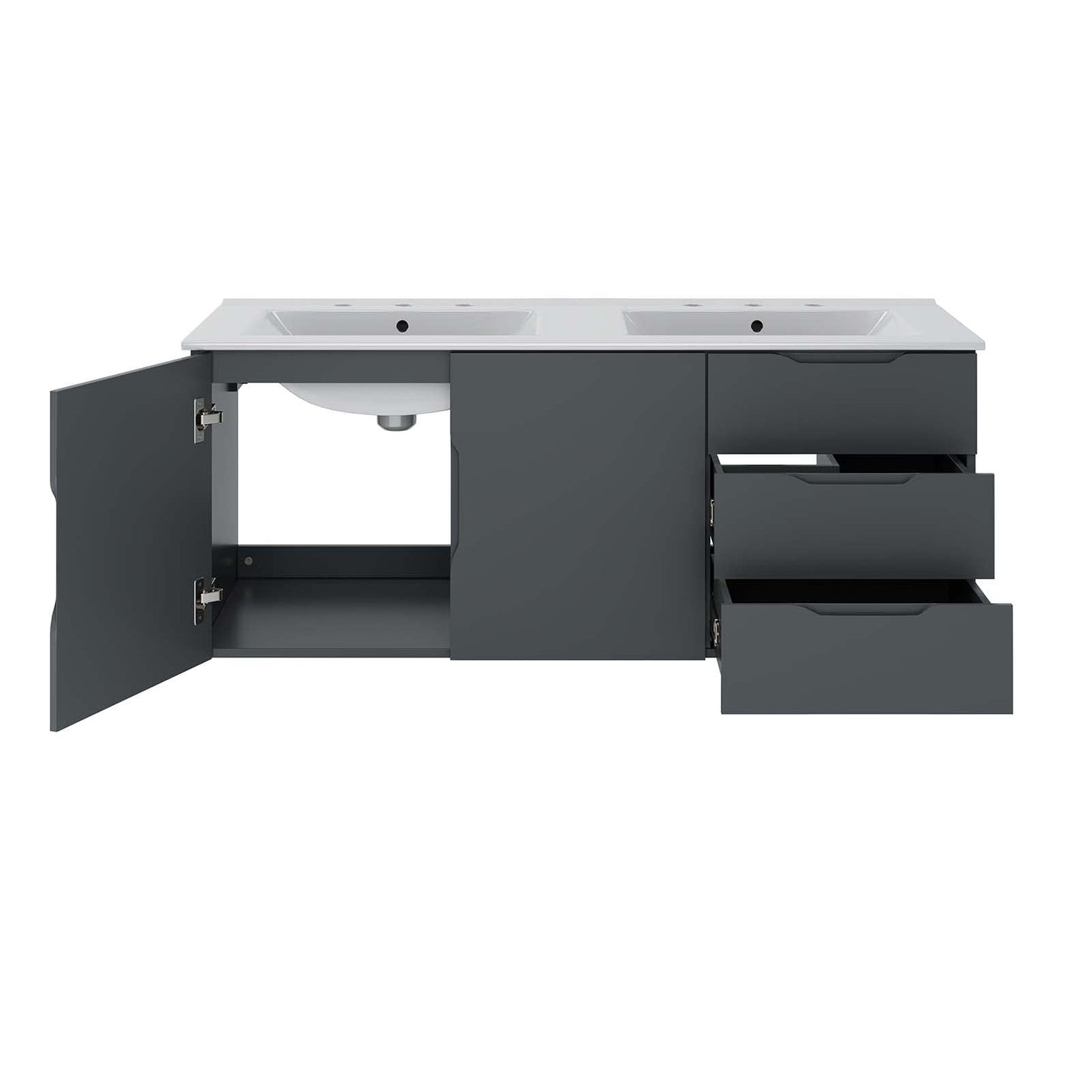 Modway Vitality 48" Double Sink Bathroom Vanity, Gray White