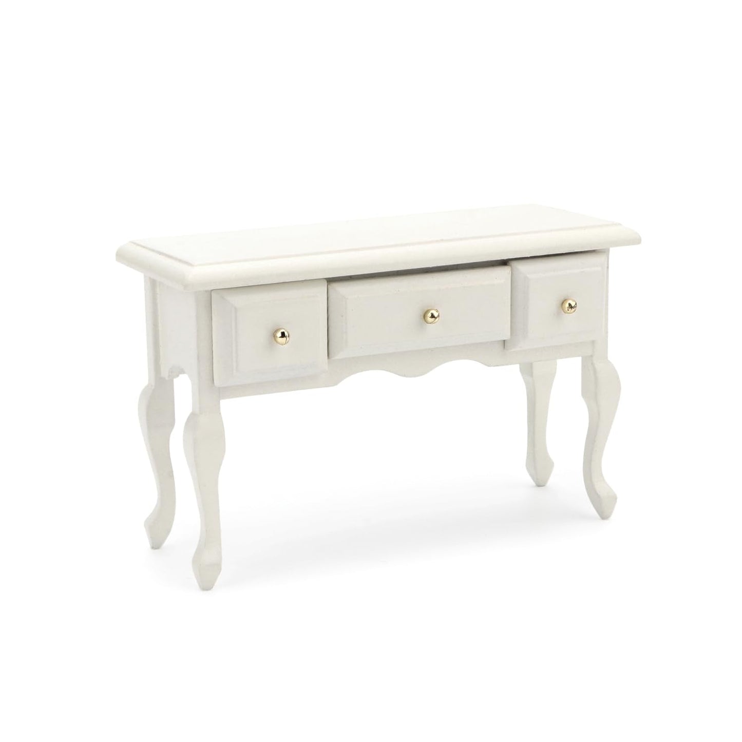 Miniature Table 1:12 Furniture for Dollhouse Accessories Writing Desk with 3 Drawers Miniature Room Ornaments Living Room Bedroom Library Scene Decoration (White)