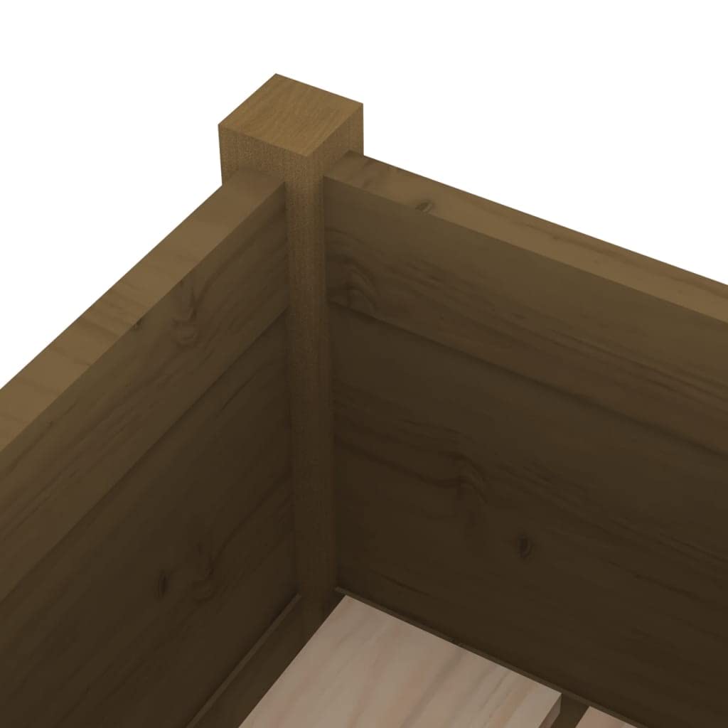 Coespram Rustic Square Garden Planter 27.6 in Honey Brown Solid Pine Wood Large Outdoor Planter Box for Patio Porch Backyard Flower Vegetables