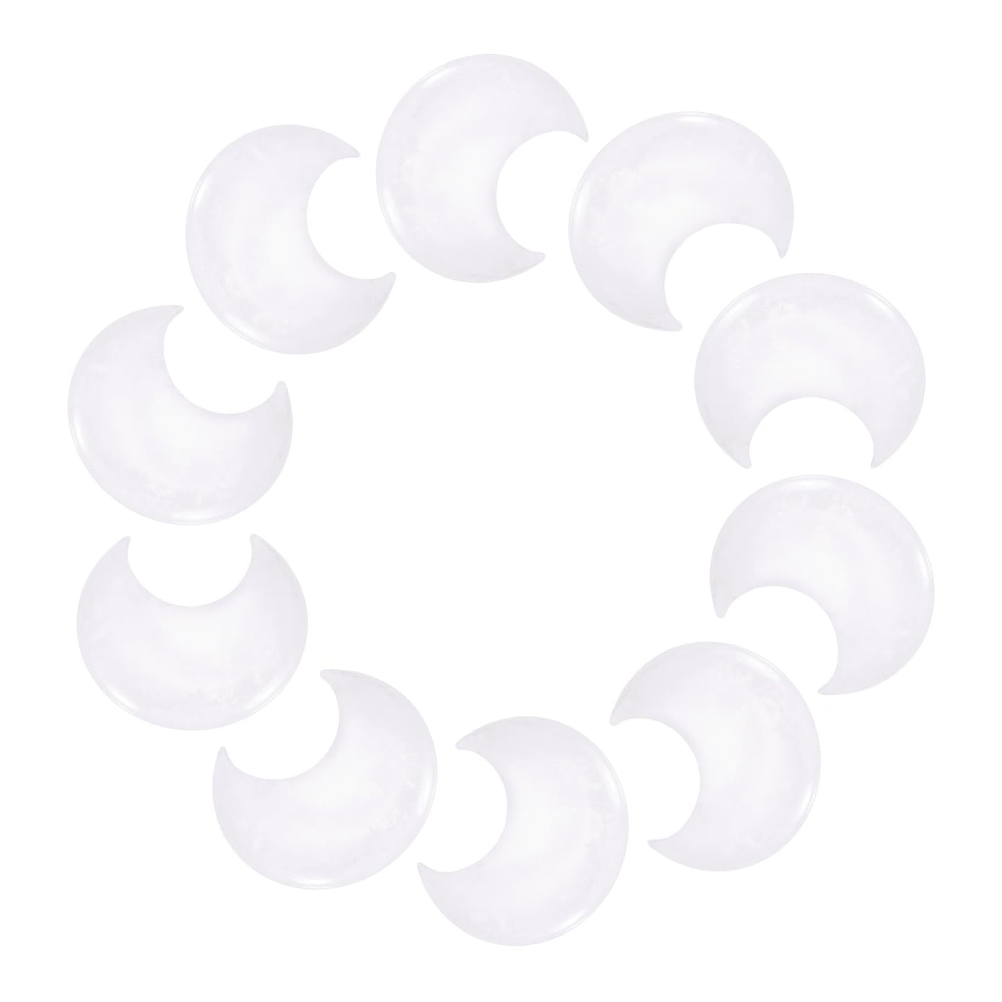 MECCANIXITY 10 Pcs Moon Crystal Worry Stone, 1.2 Inch Length Natural Clear Quartz Moon Gemstone Bulk, Carved Pocket Stones for Meditation Balancing Pendant Decor
