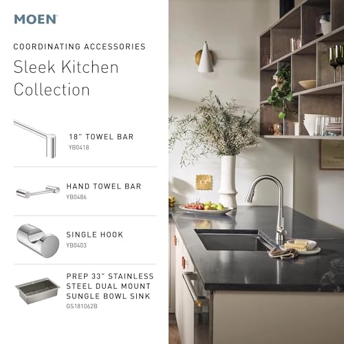 Moen Sleek Brushed Gold Motionsense Wave Sensor Touchless Kitchen Faucet, One-Handle Modern Kitchen Sink Faucet with Pulldown Sprayer Featuring Power Clean, 7864EWBG