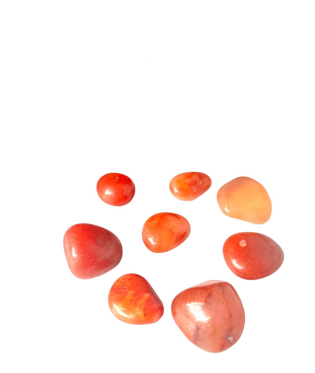 CRYSTALMIRACLE Natural Seven Carnelian Tumbled Stone Set for Healing Reiki Feng Shui Gift Home Office Peace Meditation Decor