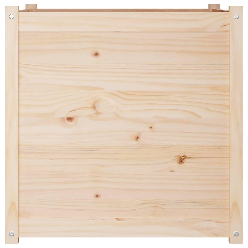 Keeushr Rustic Solid Pine Garden Planter 27.6 Inch Durable Outdoor Wooden Planter Box for Balcony Patio, Spacious Square for Flowers Herbs Vegetables, Natural Pinewood Container