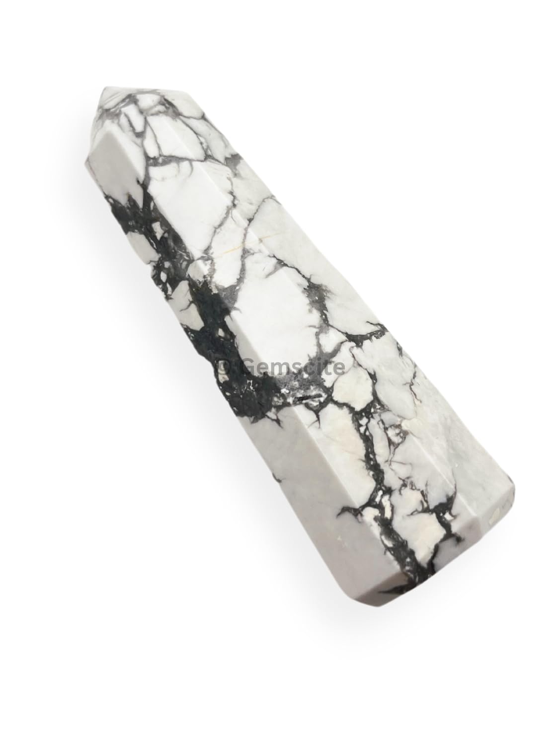 WholesaleGemShop 3 Inch Gemstones HOWLITE Obelisk Tower Jumbo Facet Aura Rock Crystal Natural Polished Earth Wand Spirit