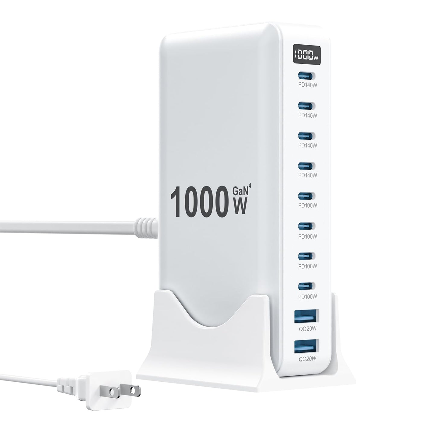 1000W USB C Charger Block,10-Port USB C Charging Station GaN IV Travel Essentials Multiple Port Charging Station,140W Laptop Fast Charger Adapter for MacBook Pro/Air,DELL,iPad,iPhone,Samsung Galaxy