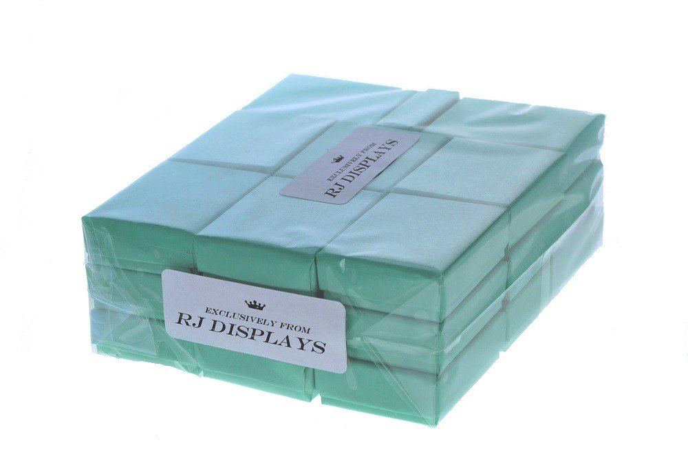 RJ Displays 25 Pack Cotton Filled Teal Blue Color Paper Cardboard Jewelry Gift and Retail Boxes Size 2 1/8" x 1 5/8" x 3/4" (67 x 40 x 18 mm) Earring, Pendant, Necklace, and Small Gifts (Teal Blue)