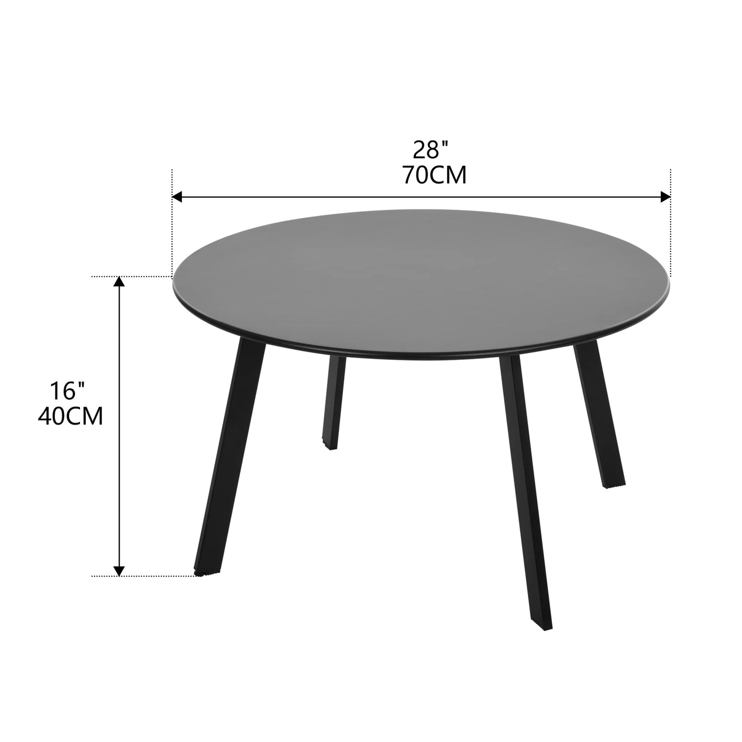 Meluvici Outdoor Side Table, Outdoor/Indoor Metal Steel Patio Coffee Table, Round Weather Resistant Anti-Rust (Black)