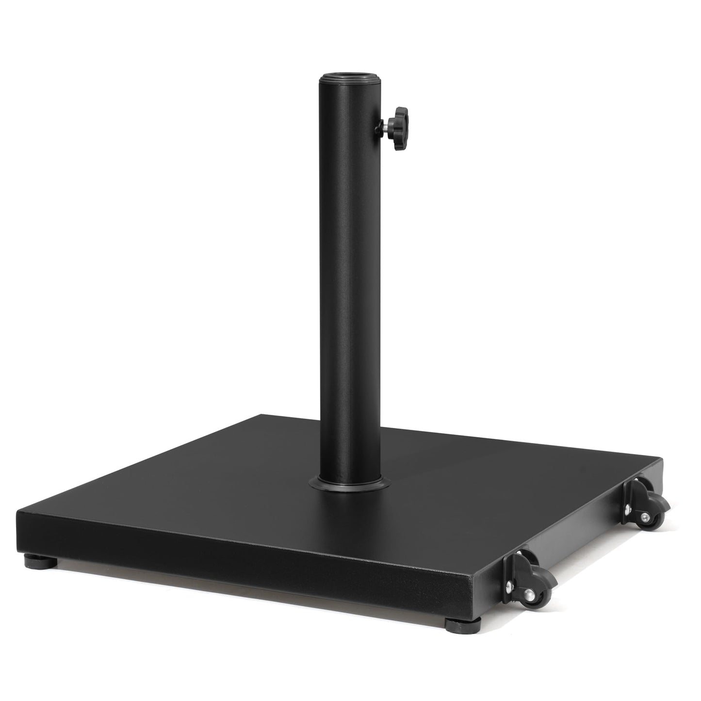 VredHom Patio Umbrella Base 43lbs Outdoor Umbrella Stand with Wheels, Heavy Duty Square Concrete Stand Market Umbrella, Black
