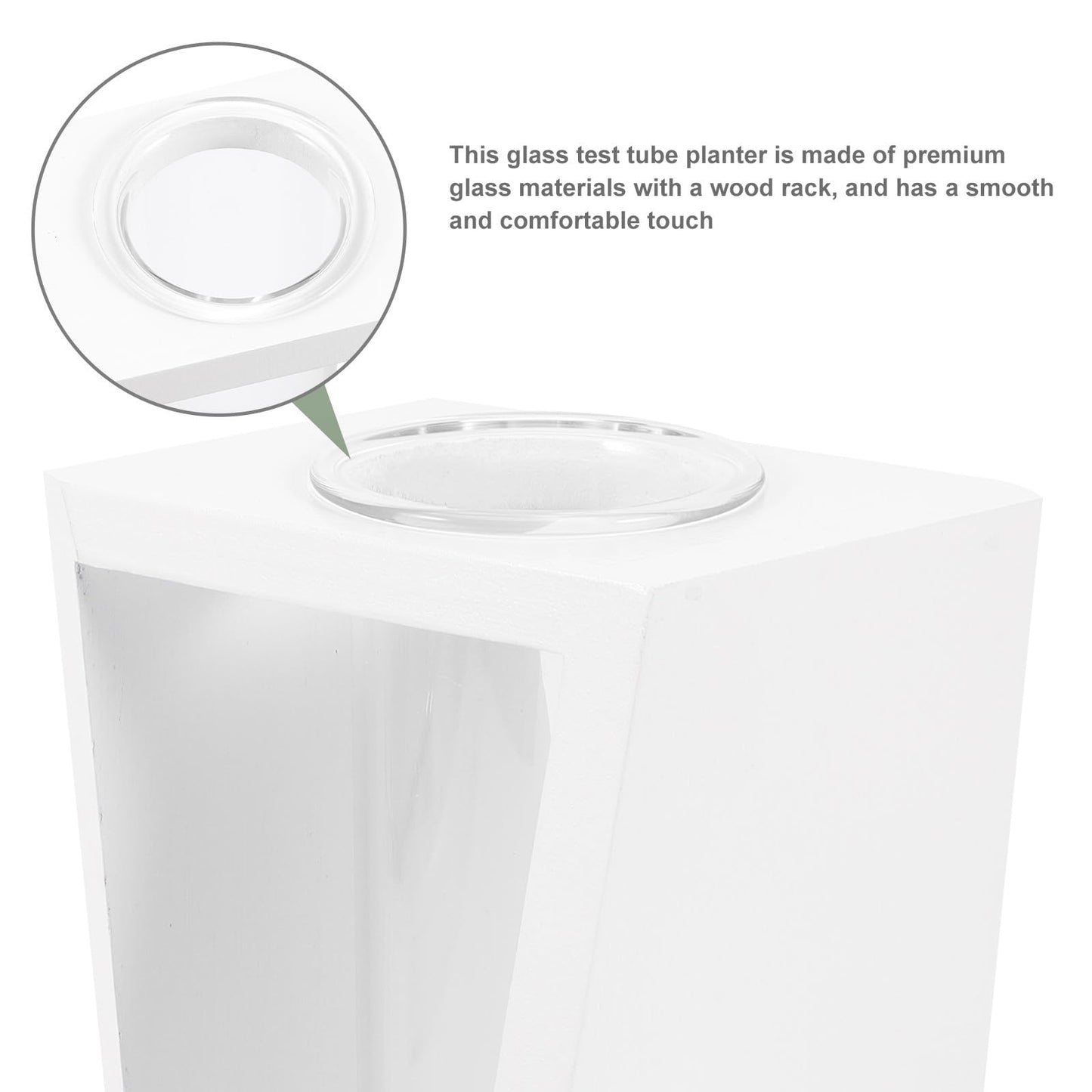 Beaupretty Wooden Frame Glass Vase Test Tubes Hydroponic Plant Propagation Station White Scandinavian Style Home Décor Desktop Terrarium for Indoor Gardening