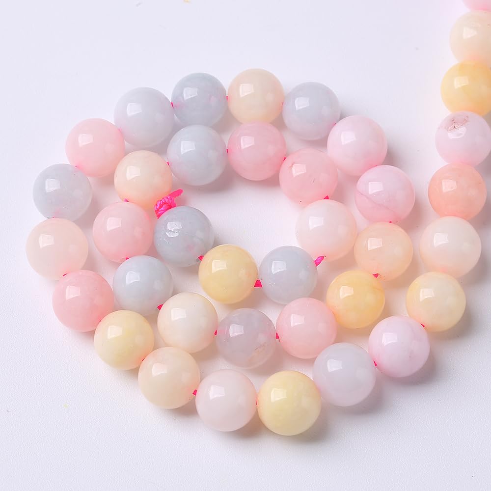 36pcs 10mm Natural Stone Morganite Beads Round Loose Beads for Jewelry Making DIY Bracelets Necklaces Crystal Energy Healing Stone Beads 15" (10mm, Morganite)