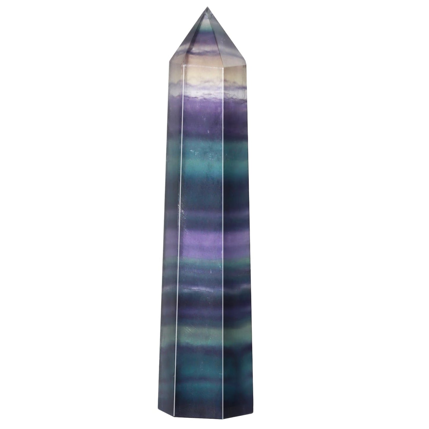 Fluorite Healing Crystals Wand, 3" Natural Crystals and Healing Stones, Polishing Reiki Energy Gemstones Crystal Points for Meditation Spiritual Decor Gifts for Women (Rainbow Fluorite-Large)