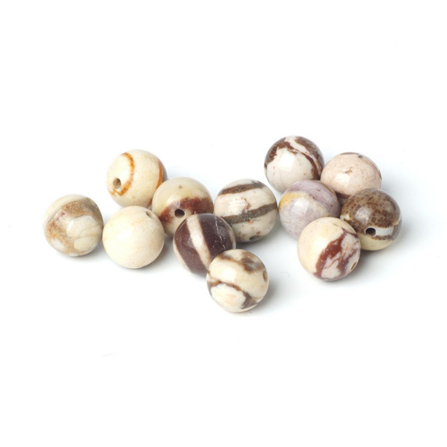 100Pcs Natural Stone 8mm Australia Zebra Round Loose Gemstone Energy Healing Beads Hole Size 1mm DIY Smooth Beads for Bracelet Necklace Earrings Jewelry Making