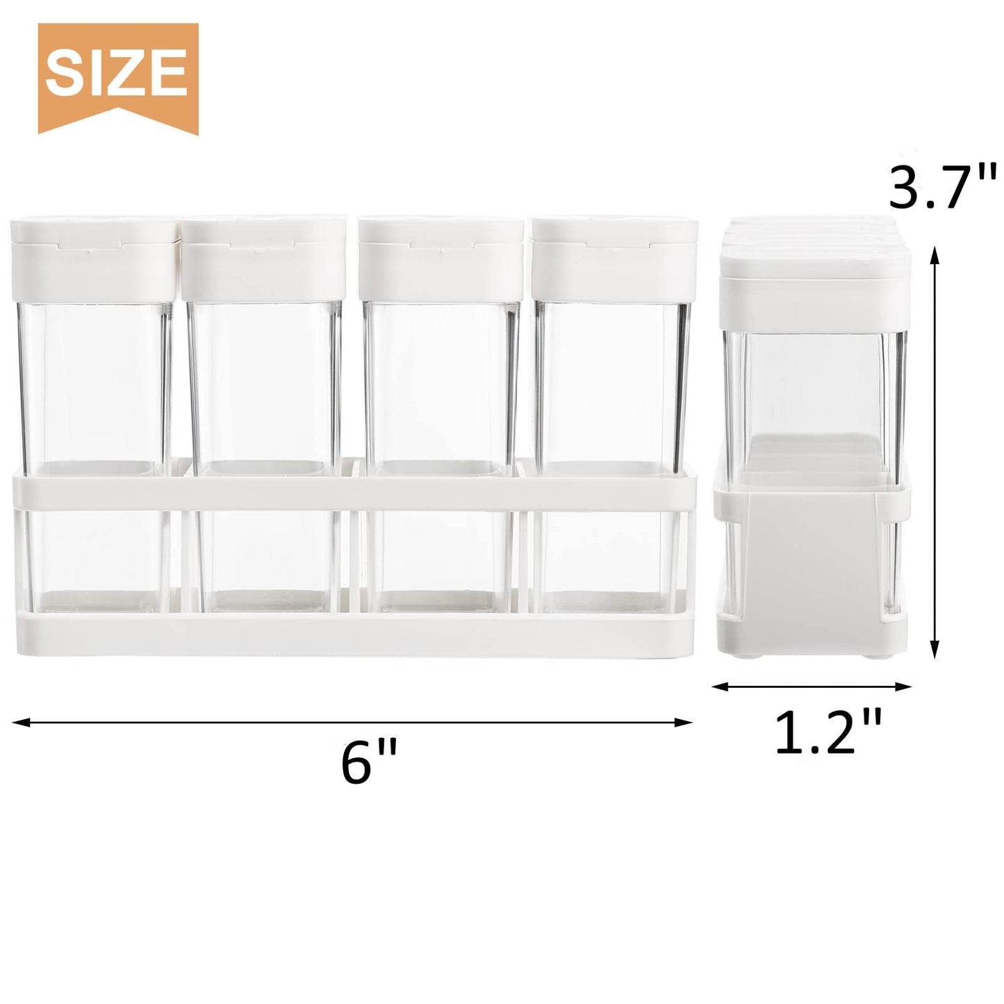 ZOOFOX 12 Pieces Spice Shaker Jars, Plastic Seasoning Shaker Box Set with Lid, Transparent Barbecue Storage Containers Spice Racks Kitchen Supplies