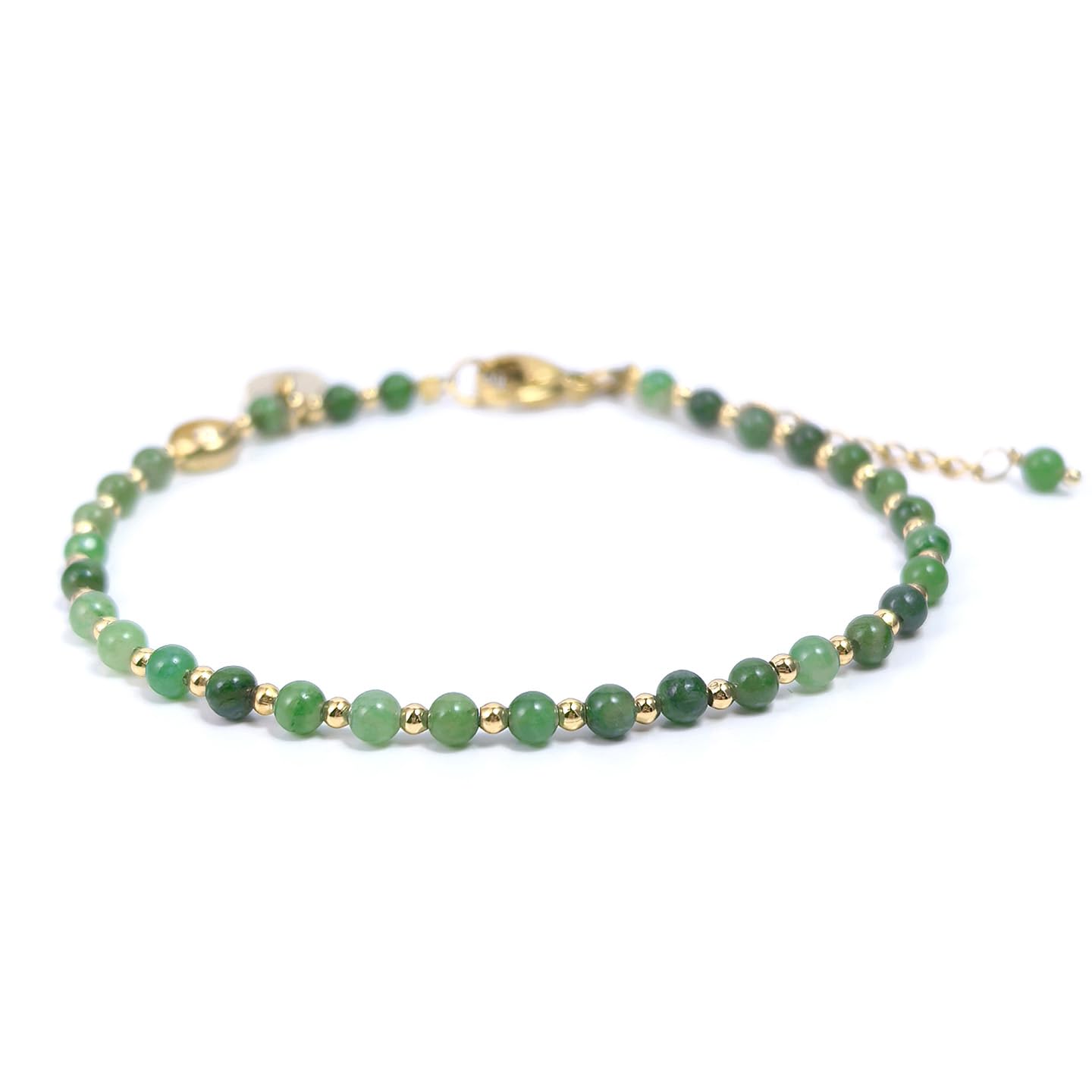 Morchic 3mm Green African Aventurine Natural Gemstone Beaded Bracelet for Women, Dainty Charm Jewelry, Adjustable 7.1-8.6" Ideal Birthday Holiday Gift