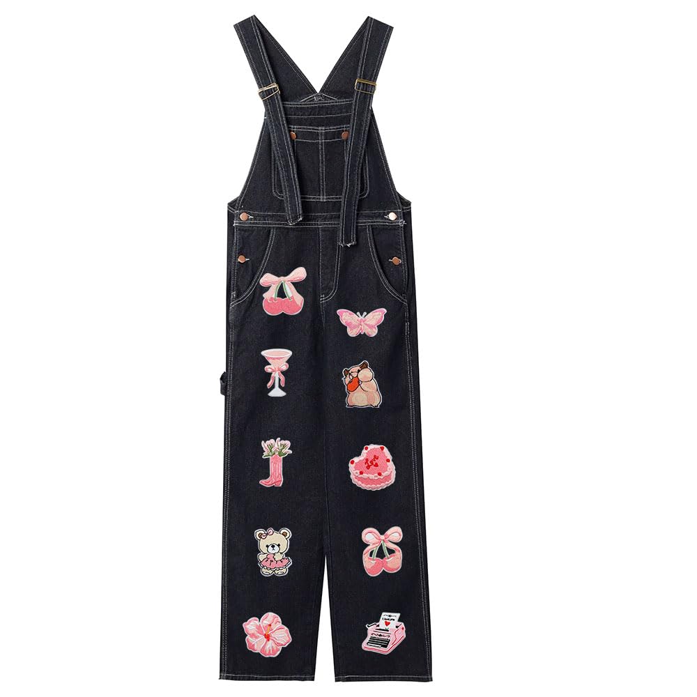 20 PCS Girls Pink Sweet Taste Iron on Patches Funny Embroidered Applique Sew on Patches for Backpacks Pants Clothes Vests Coat Uniforms Dress Hat DIY Decoration Bags Jackets Jeans