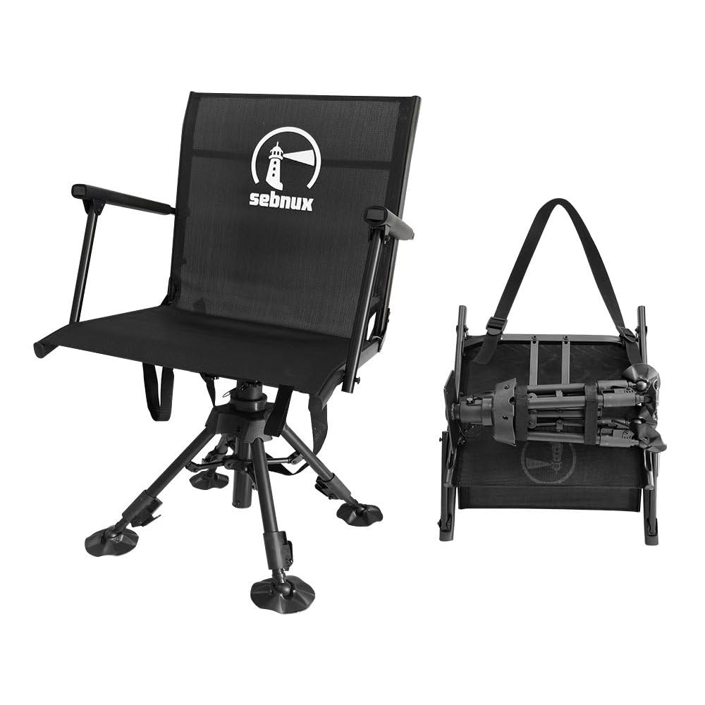 Sebnux 360 Degree Swivel Hunting Blind Chair Adjustable Silent 400 lbs Capacity Hunting Chair for Deer Dove Hunting