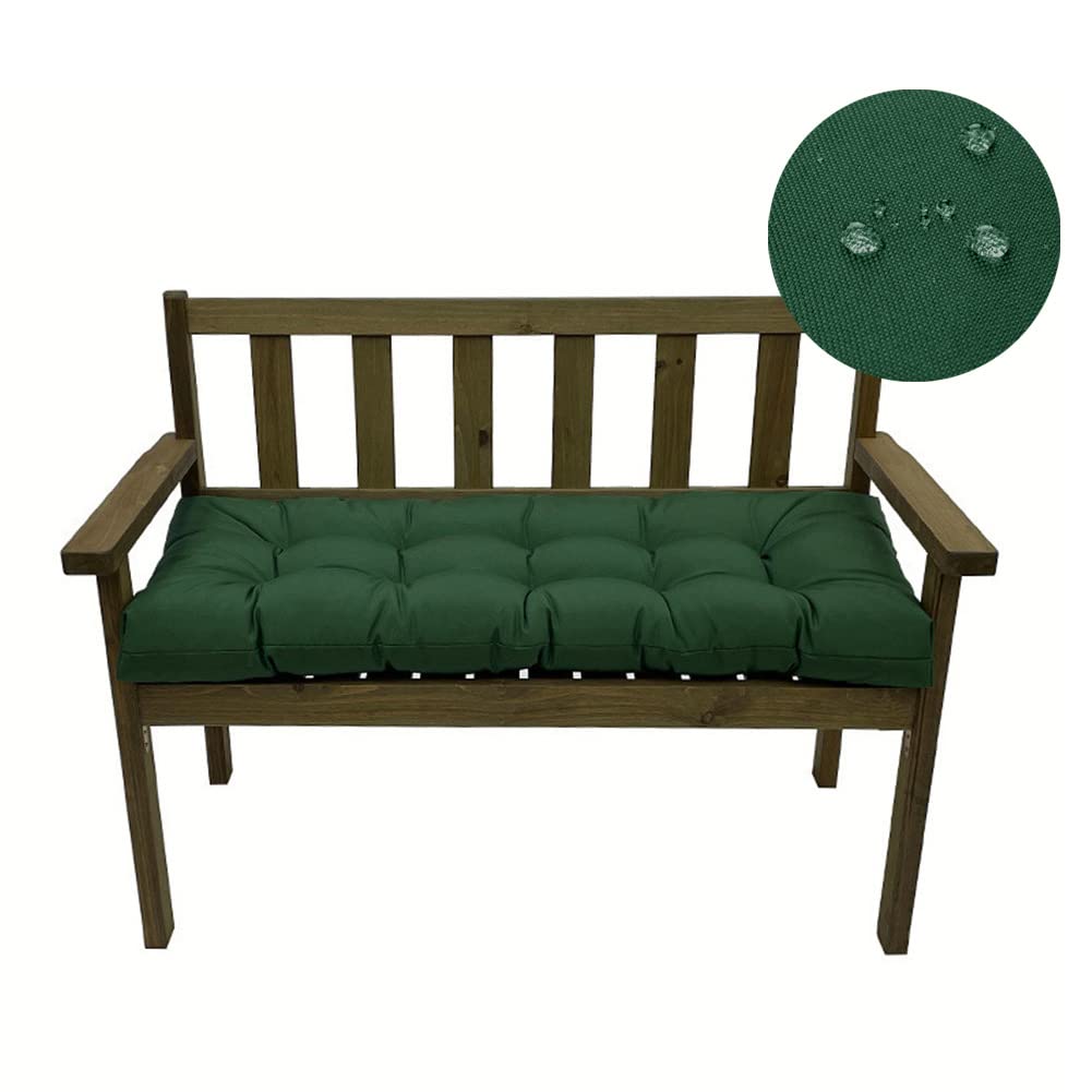 SEAHOME Waterproof Indoor/Outdoor Garden Bench Seat Cushions,Tufted Loveseat Cushion for Patio Furniture,Swing, Wicker, Garden Bench, Indoor, Shoe Storage, Window (51.1 X 19.6 Inch, Dark Green)