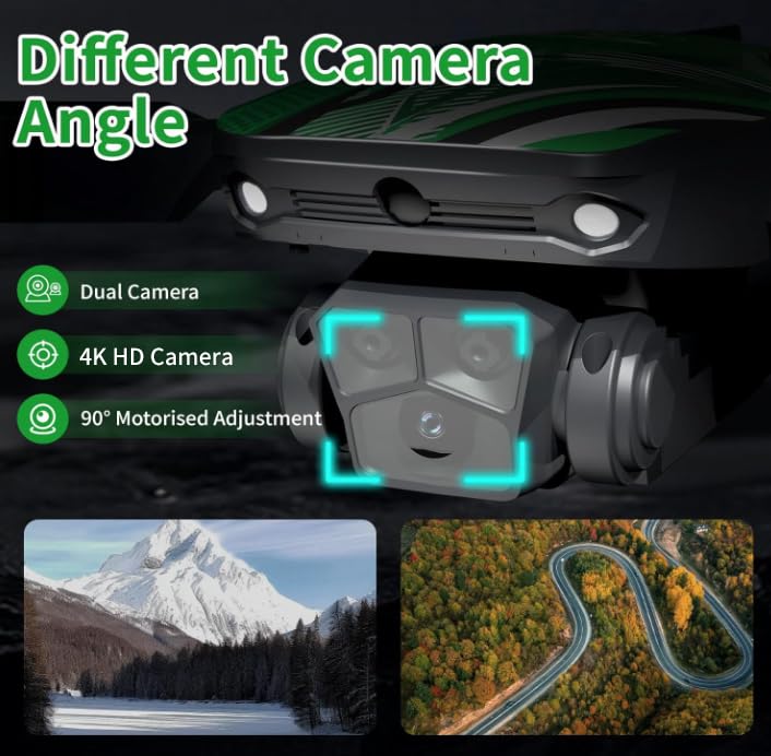 TTROARDS TT19 Drone with 4K Camera for Adults, Drones with 270° Obstacle Avoidance Function, Brushless Motor, Level 3 Wind Resistance, Foldable Quadcopter Mini Drone for Beginners, Green