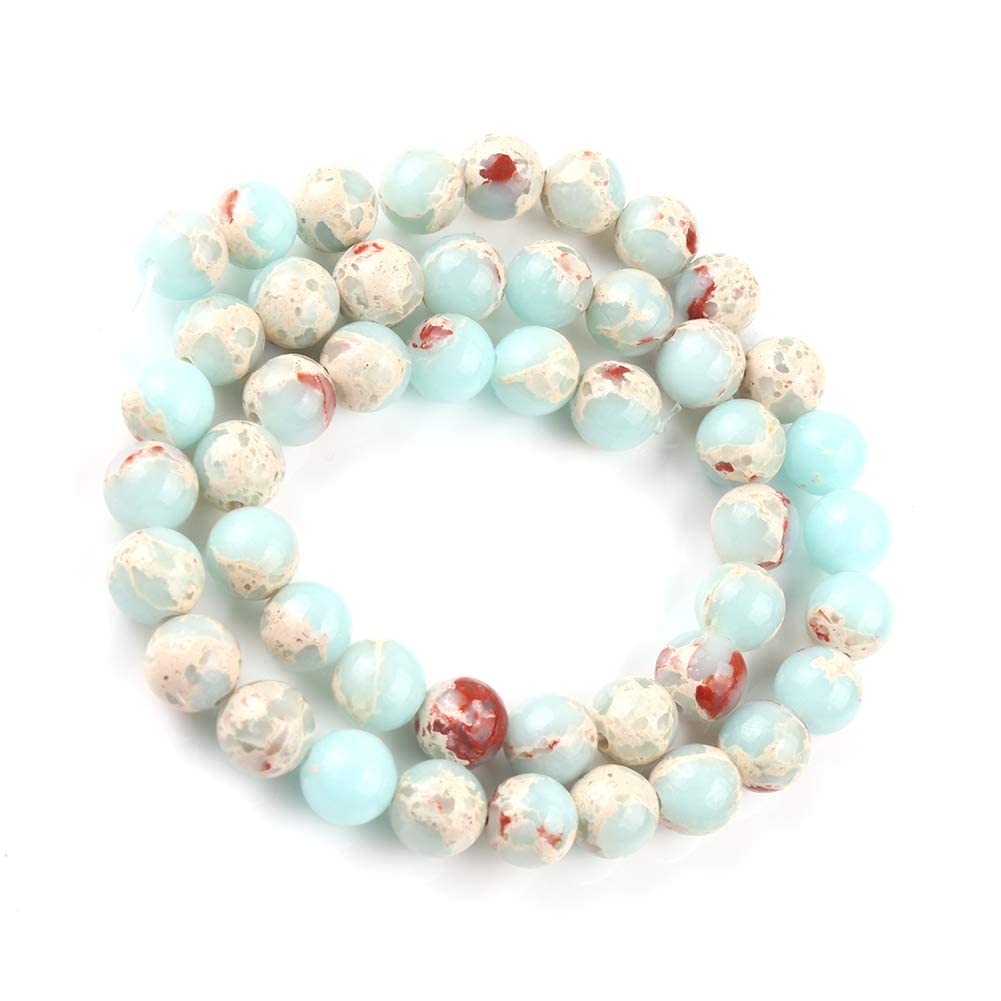 35pcs 10mm Snakeskin Imperial Beads Natural Gemstone Beads Round Loose Beads for Jewelry Making