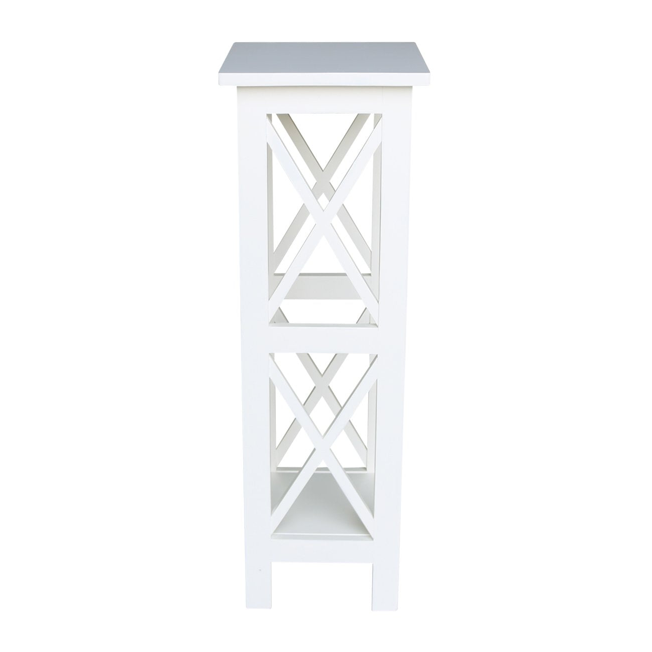 IC International Concepts, 36" X-Sided Plant Stand , Solid Real Wood, Sturdy Parawood, Snow White