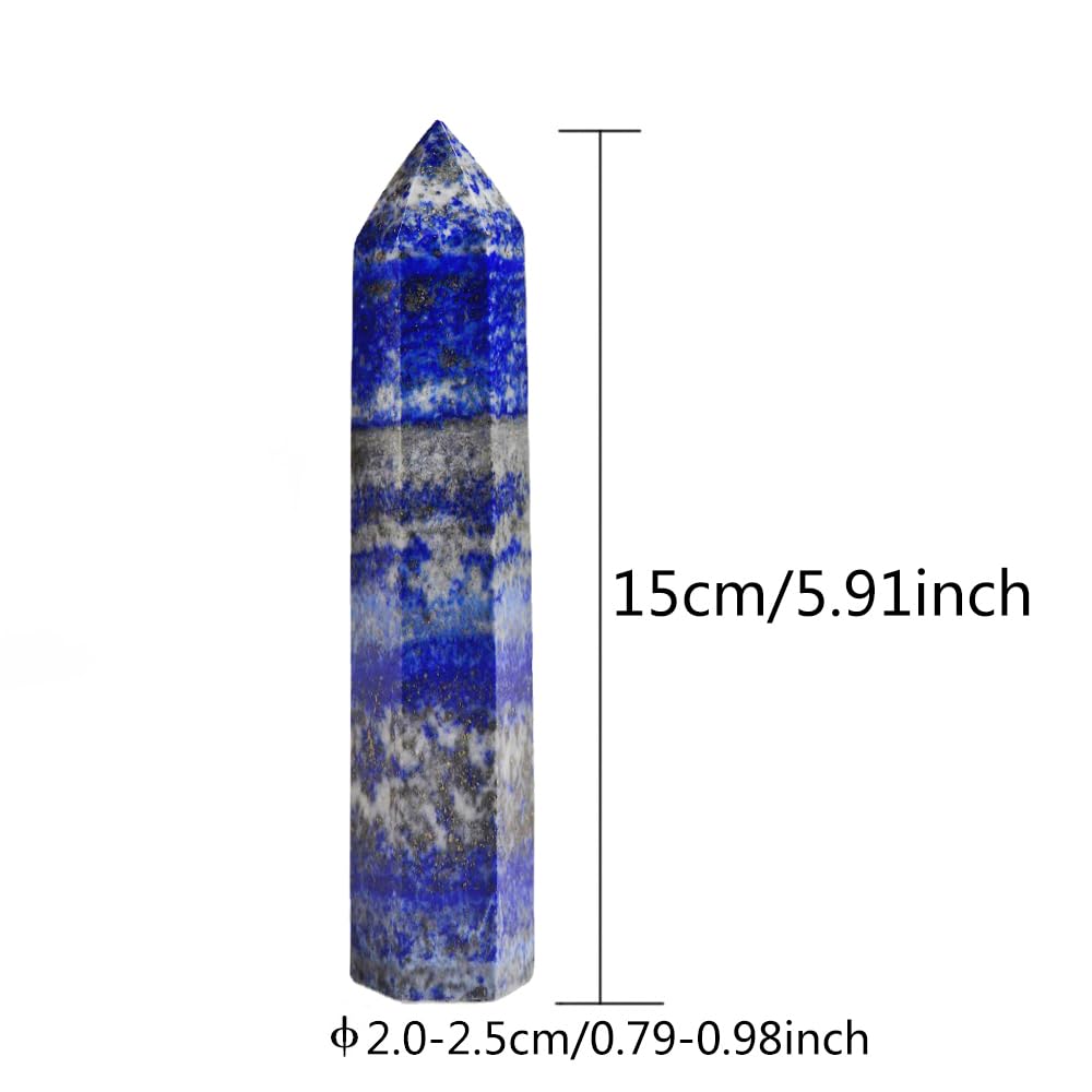 Natural Stone and Crystals Point Wand Reiki Healing Stone Rose Quartz Amethyst Home Decor Mineral Stones Crafts (5.9inch Wand Lapis Lazuli)