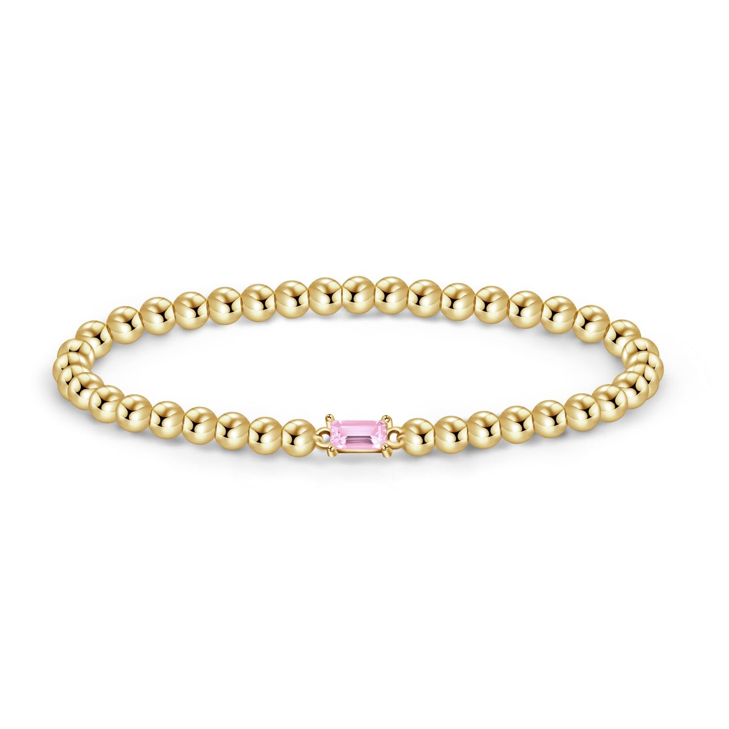 Free bird Pink Bracelets for Women 14K Gold Plated Birthstone Stacking Bracelets for Women Handmade Stretch Pink October Birthstone Bracelet Jewelry for Birthday Gift
