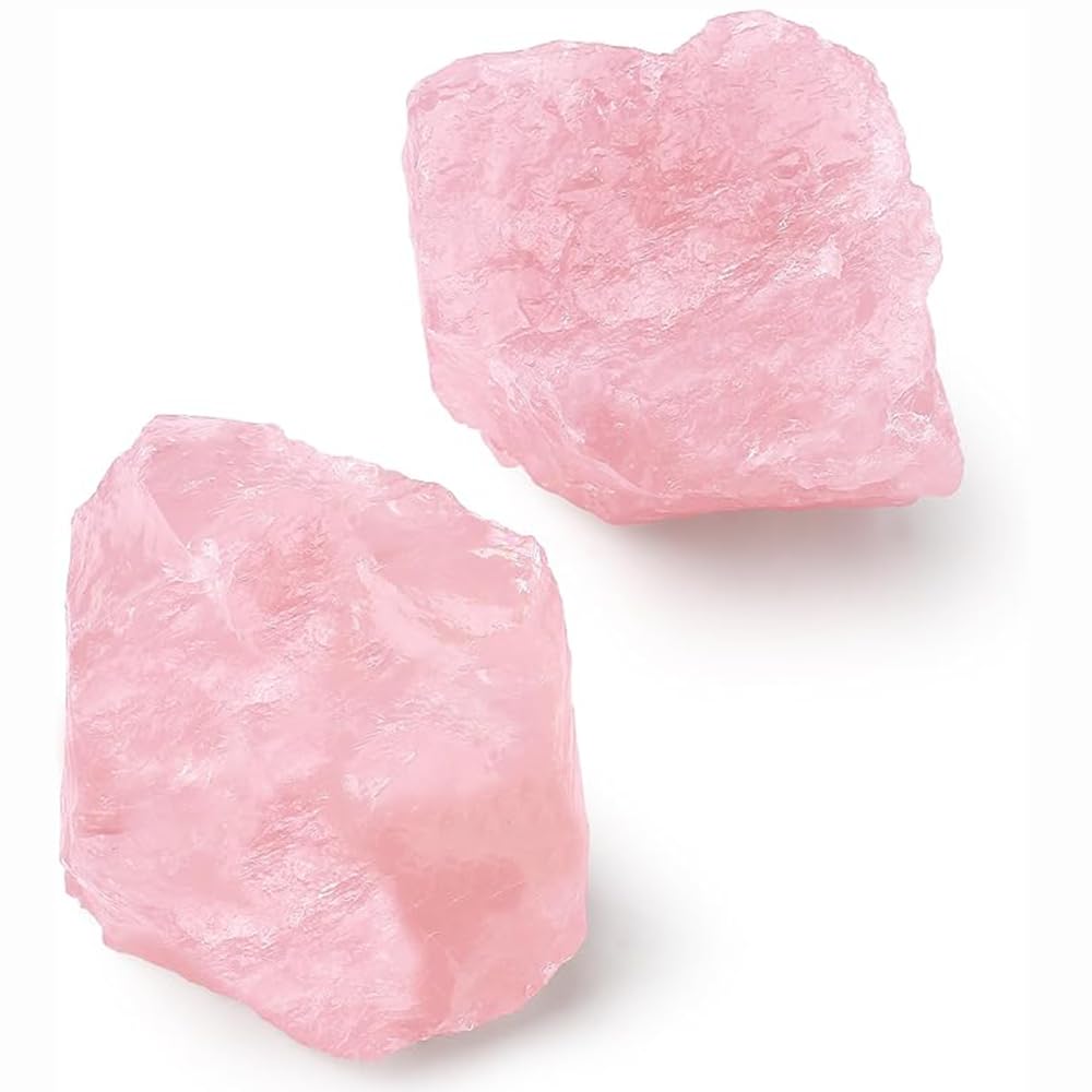2PCS Natural Raw Stone Healing Crystals Bulk Healing Gemstones for Reiki Tumbling Fountain Rocks Meditation Garden Home Decor (Rose Quartz)